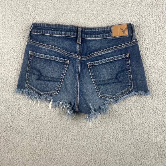 American Eagle Outfitters Women's US 6 Stretch Blue Vintage Hi-Rise Shorts - Picture 10 of 10